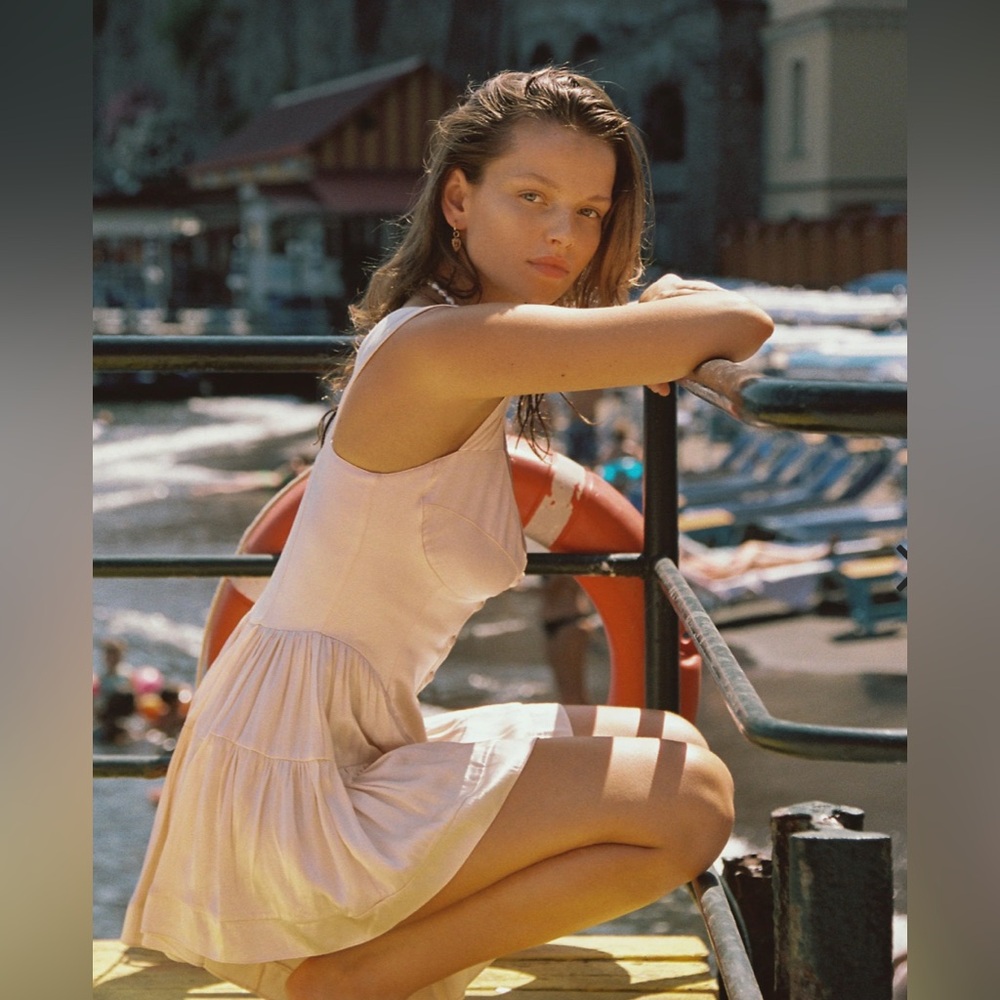 Vanessa Mooney The Elisabeth Romper Dress - Cream Satin - Picture 4 of 7